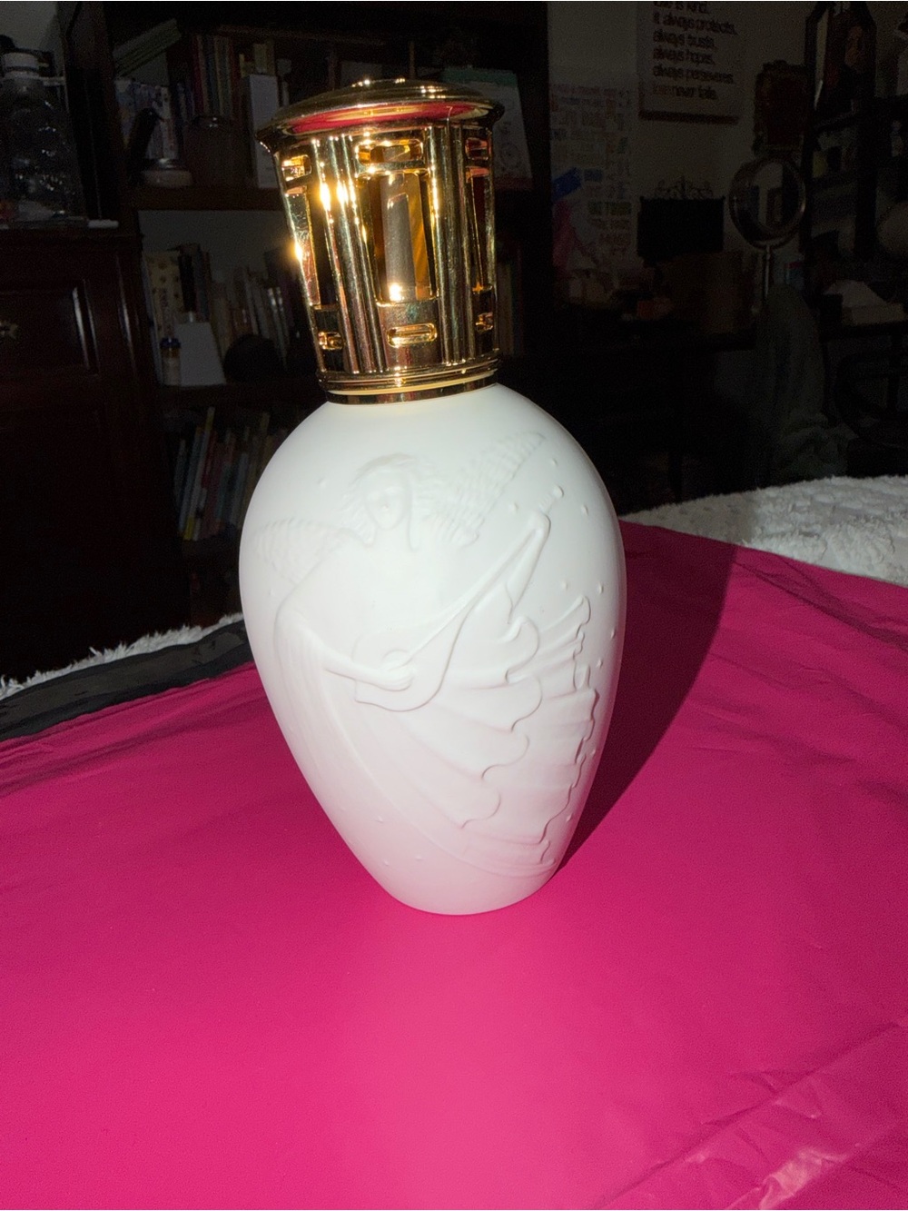 Lampe Berger White Ceramic Fragrance Lantern with Gold Vent Cap Artoria Limoges